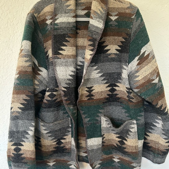 Vintage Karen Kane Wool Blend Blanket Style Jacket, Southwestern, Tribal design - Picture 2 of 8